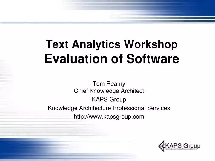 text analytics workshop evaluation of software