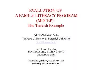 EVALUATION OF A FAMILY LITERACY PROGRAM (MOCEP): The Turkish Example