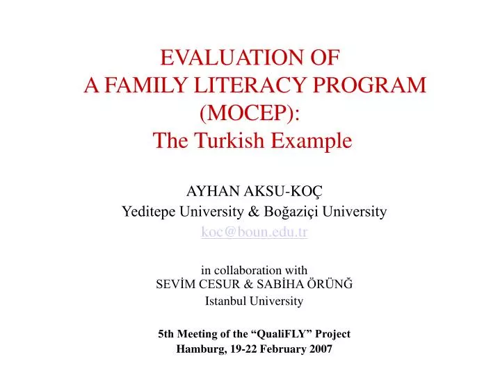 evaluation of a family literacy program mocep the turkish example