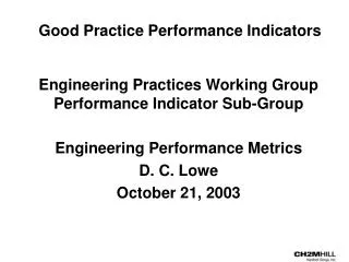 Good Practice Performance Indicators