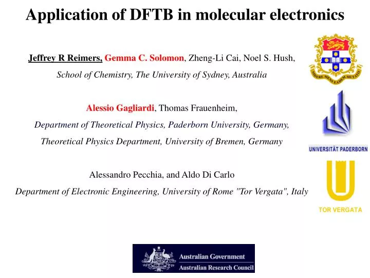 application of dftb in molecular electronics