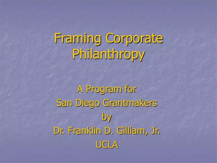 framing corporate philanthropy