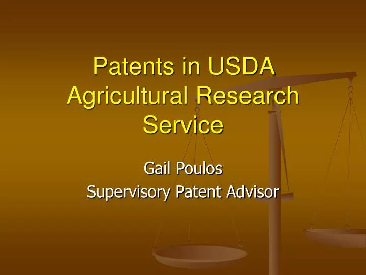 patents in usda agricultural research service
