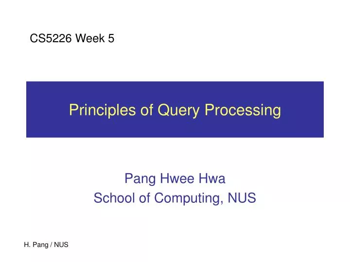 principles of query processing