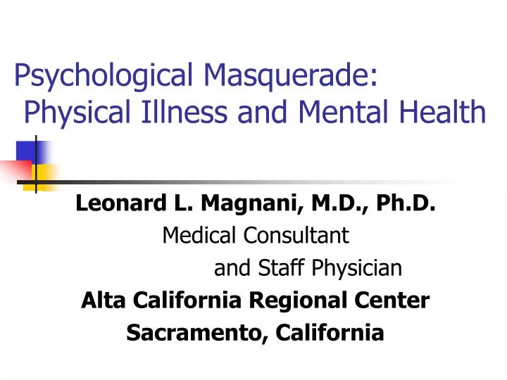 psychological masquerade physical illness and mental health