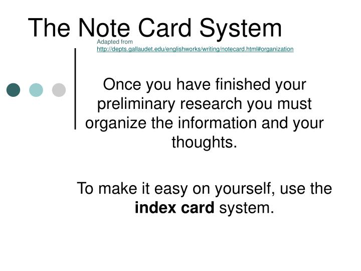 the note card system