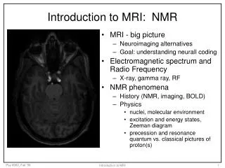 Introduction to MRI: NMR