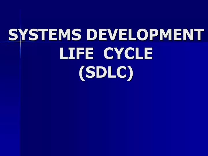systems development life cycle sdlc