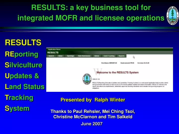results a key business tool for integrated mofr and licensee operations