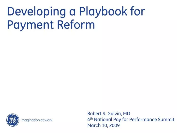 developing a playbook for payment reform