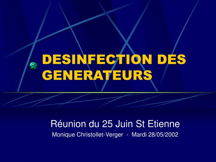 desinfection des generateurs