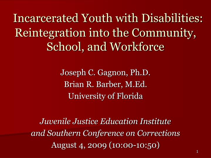 incarcerated youth with disabilities reintegration into the community school and workforce