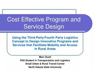 Cost Effective Program and Service Design