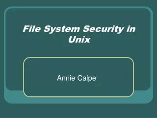 File System Security in Unix