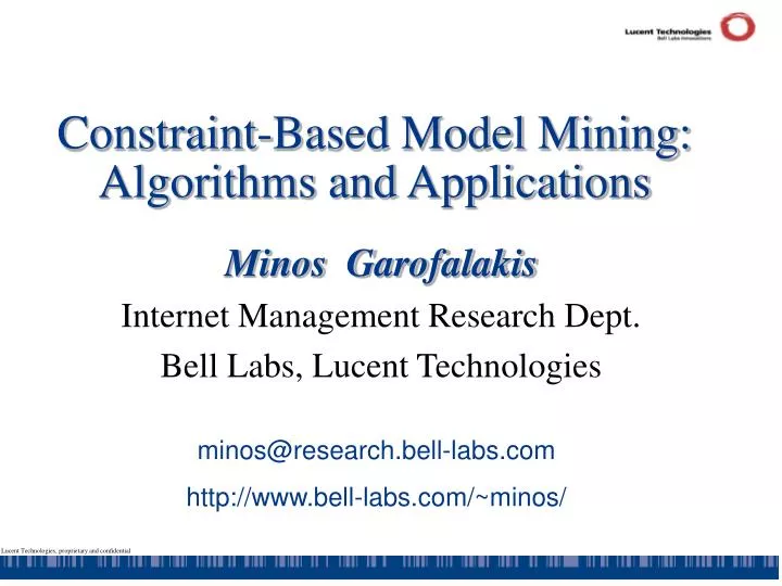 constraint based model mining algorithms and applications