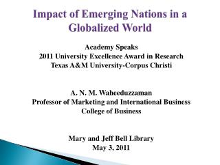 Impact of Emerging Nations in a Globalized World