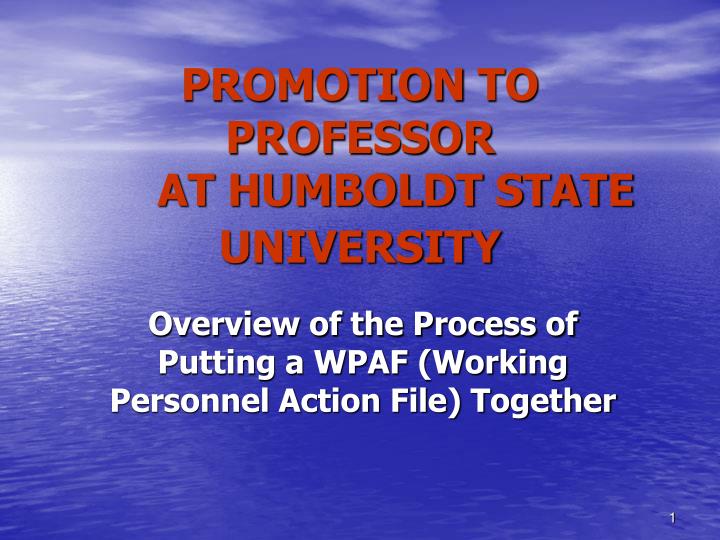 promotion to professor at humboldt state university