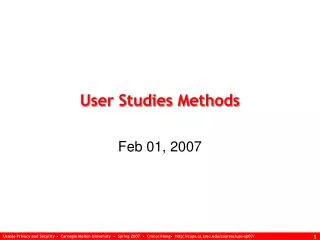 User Studies Methods