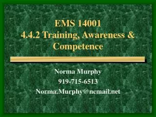 EMS 14001 4.4.2 Training, Awareness &amp; Competence