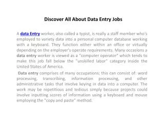 Discover All About Data Entry Jobs