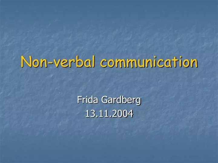 non verbal communication