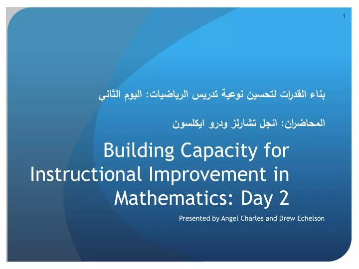 building capacity for instructional improvement in mathematics day 2