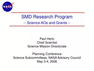 SMD Research Program -- Science AOs and Grants --