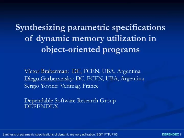 synthesizing parametric specifications of dynamic memory utilization in object oriented programs