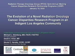 Radiation Therapy Oncology Group (RTOG) Semi Annual Meeting Cancer Disparities Research Partnership Programs (CDRP) Jan
