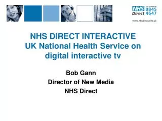 NHS DIRECT INTERACTIVE UK National Health Service on digital interactive tv