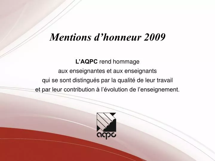 mentions d honneur 2009