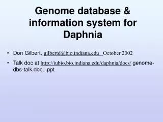 Genome database &amp; information system for Daphnia