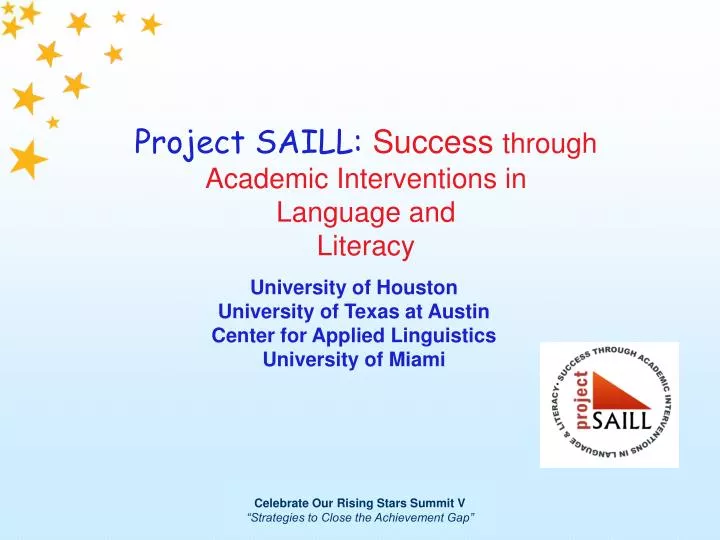 project saill success through academic interventions in language and literacy