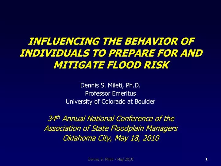 influencing the behavior of individuals to prepare for and mitigate flood risk