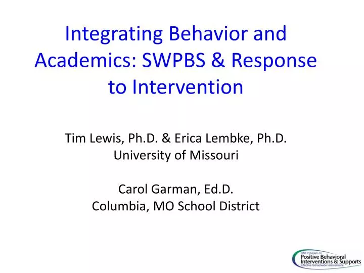 integrating behavior and academics swpbs response to intervention