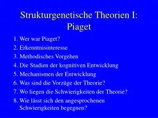 Strukturgenetische Theorien I: Piaget