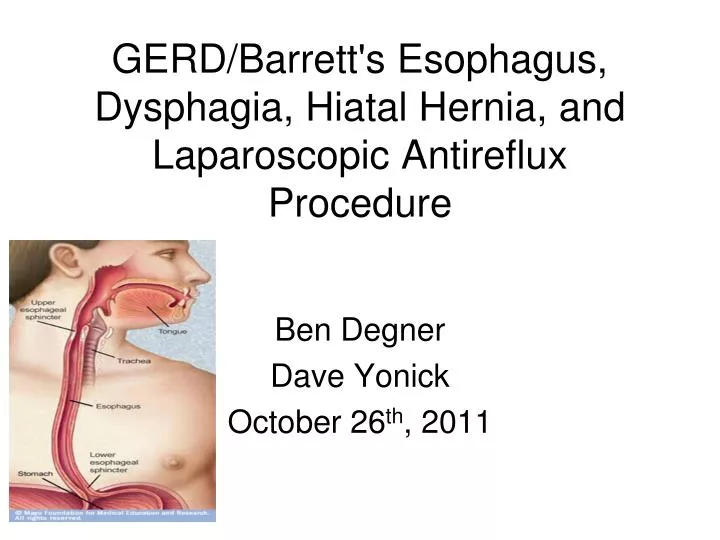 gerd barrett s esophagus dysphagia hiatal hernia and laparoscopic antireflux procedure