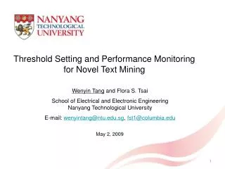 Threshold Setting and Performance Monitoring for Novel Text Mining