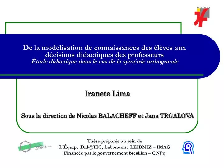 iranete lima sous la direction de nicolas balacheff et jana trgalova