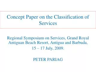 Concept Paper on the Classification of Services