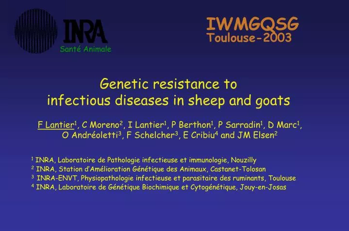 genetic resistance to infectious diseases in sheep and goats