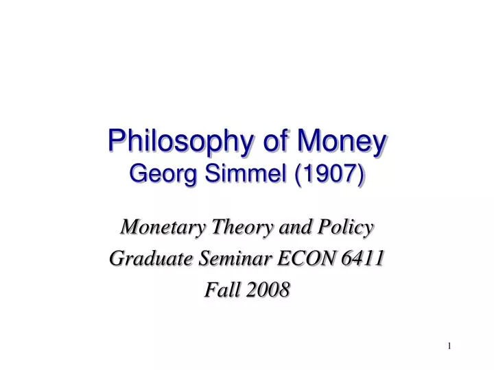 philosophy of money georg simmel 1907