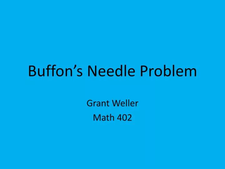 buffon s needle problem