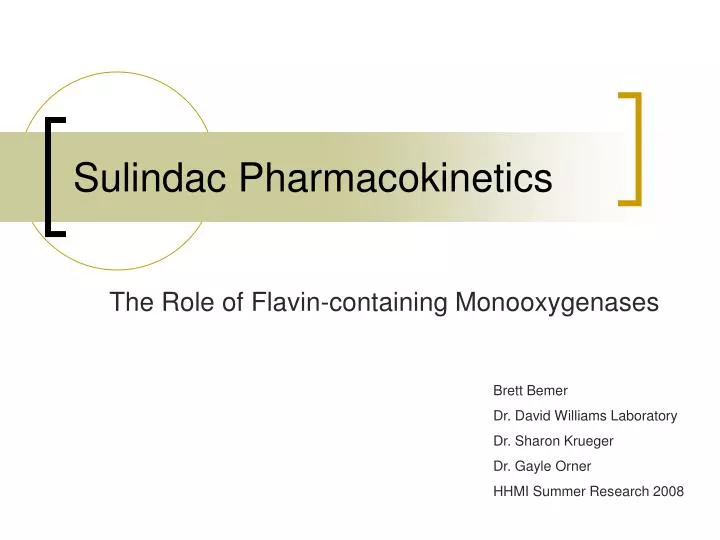 sulindac pharmacokinetics