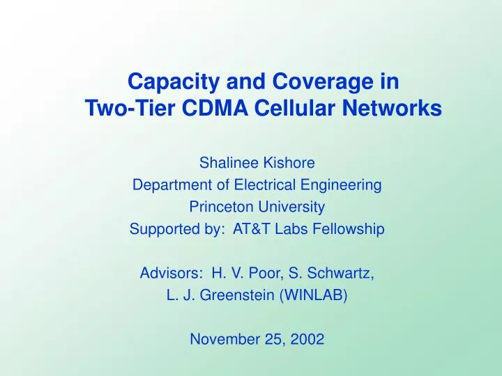 capacity and coverage in two tier cdma cellular networks