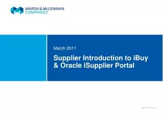 Supplier Introduction to iBuy &amp; Oracle iSupplier Portal