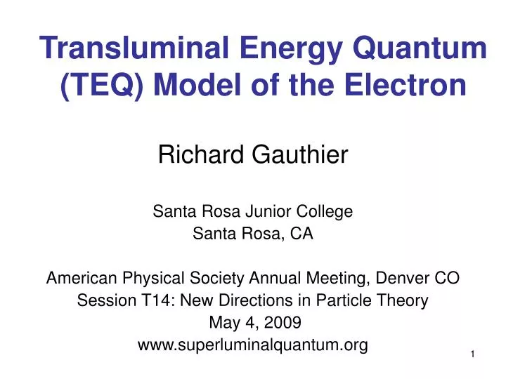 transluminal energy quantum teq model of the electron