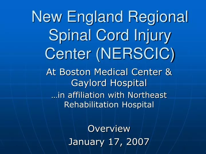 new england regional spinal cord injury center nerscic