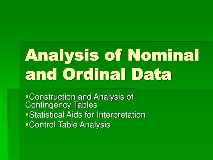 analysis of nominal and ordinal data