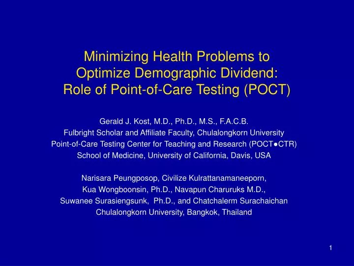 minimizing health problems to optimize demographic dividend role of point of care testing poct